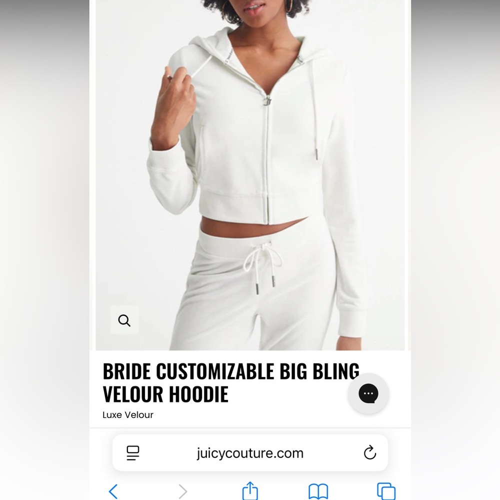 Juicy Couture Luxe Velour Hoodie in White